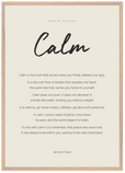 Calm Word of Intention Framed print A1 (59.4 x 84.1 cm) Wood frame Linen paper
