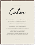 Calm Word of Intention Framed print 60x80 cm / 24x32″ Dark wood frame Linen paper