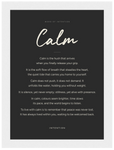 Calm Word of Intention Framed print 13x18 cm / 5x7″ White frame Carbon paper