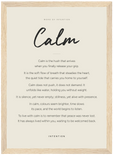 Calm Word of Intention Framed print 21x29.7 cm / 8x12" Wood frame Linen paper