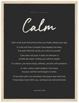 Calm Word of Intention Framed print 30x40 cm / 12x16″ Wood frame Carbon paper