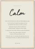 Calm Word of Intention Framed print A2 (42 x 59.4 cm) Wood frame Linen paper