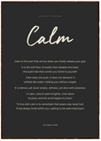 Calm Word of Intention Framed print A1 (59.4 x 84.1 cm) Dark wood frame Carbon paper