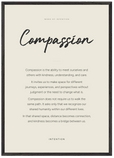 Compassion Word of Intention Framed print A1 (59.4 x 84.1 cm) Black frame Linen paper