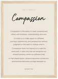 Compassion Word of Intention Framed print 21x29.7 cm / 8x12" Wood frame Linen paper