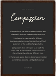 Compassion Word of Intention Framed print A3 (29.7 x 42 cm) Dark wood frame Carbon paper