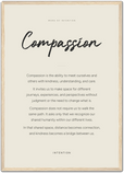 Compassion Word of Intention Framed print A2 (42 x 59.4 cm) Wood frame Linen paper