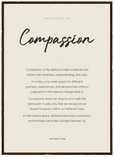 Compassion Word of Intention Framed print 50x70 cm / 20x28″ Dark wood frame Linen paper