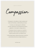 Compassion Word of Intention Framed print 50x70 cm / 20x28″ White frame Linen paper