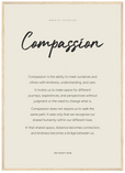 Compassion Word of Intention Framed print 50x70 cm / 20x28″ Wood frame Linen paper