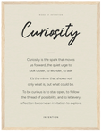 Curiosity Word of Intention Framed print 30x40 cm / 12x16″ Wood frame Linen paper