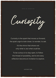 Curiosity Word of Intention Framed print 50x70 cm / 20x28″ Dark wood frame Carbon paper