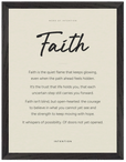Faith Word of Intention Framed print 30x40 cm / 12x16″ Black frame Linen paper