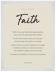Faith Word of Intention Framed print 30x40 cm / 12x16″ White frame Linen paper