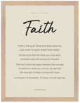 Faith Word of Intention Framed print 30x40 cm / 12x16″ Wood frame Linen paper
