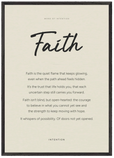 Faith Word of Intention Framed print A1 (59.4 x 84.1 cm) Black frame Linen paper