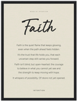 Faith Word of Intention Framed print 30x40 cm / 12x16″ Black frame Linen paper