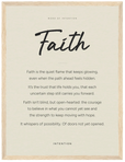 Faith Word of Intention Framed print 30x40 cm / 12x16″ Wood frame Linen paper