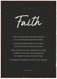 Faith Word of Intention Framed print 50x70 cm / 20x28″ Dark wood frame Carbon paper