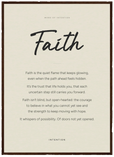 Faith Word of Intention Framed print 50x70 cm / 20x28″ Dark wood frame Linen paper