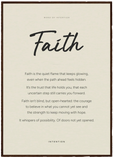 Faith Word of Intention Framed print A1 (59.4 x 84.1 cm) Dark wood frame Linen paper