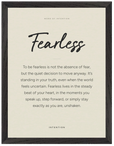 Fearless Word of Intention Framed print 30x40 cm / 12x16″ Black frame Linen paper