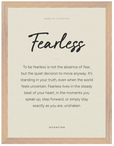 Fearless Word of Intention Framed print 30x40 cm / 12x16″ Wood frame Linen paper
