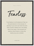 Fearless Word of Intention Framed print 50x70 cm / 20x28″ Black frame Linen paper