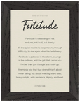 Fortitude Word of Intention Framed print 13x18 cm / 5x7″ Black frame Linen paper