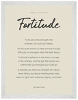 Fortitude Word of Intention Framed print 30x40 cm / 12x16″ White frame Linen paper