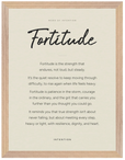Fortitude Word of Intention Framed print 30x40 cm / 12x16″ Wood frame Linen paper