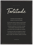 Fortitude Word of Intention Framed print A2 (42 x 59.4 cm) Black frame Carbon paper