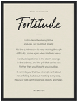 Fortitude Word of Intention Framed print 30x40 cm / 12x16″ Black frame Linen paper