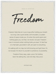 Freedom Word of Intention Framed print 60x80 cm / 24x32″ White frame Linen paper