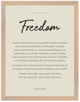 Freedom Word of Intention Framed print 30x40 cm / 12x16″ Wood frame Linen paper
