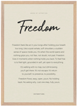 Freedom Word of Intention Framed print A2 (42 x 59.4 cm) Wood frame Linen paper