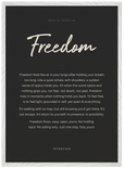 Freedom Word of Intention Framed print 50x70 cm / 20x28″ White frame Carbon paper