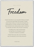Freedom Word of Intention Framed print 70x100 cm / 28x40″ White frame Linen paper