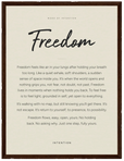 Freedom Word of Intention Framed print 30x40 cm / 12x16″ Dark wood frame Linen paper
