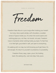 Freedom Word of Intention Framed print 30x40 cm / 12x16″ Wood frame Linen paper