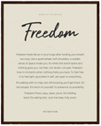 Freedom Word of Intention Framed print 40x50 cm / 16x20″ Dark wood frame Linen paper