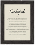 Grateful Word of Intention Framed print 13x18 cm / 5x7″ Black frame Linen paper