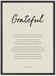 Grateful Word of Intention Framed print 21x29.7 cm / 8x12" Black frame Linen paper