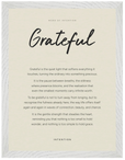 Grateful Word of Intention Framed print 30x40 cm / 12x16″ White frame Linen paper