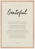 Grateful Word of Intention Framed print A2 (42 x 59.4 cm) Wood frame Linen paper