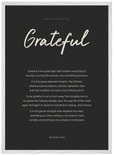 Grateful Word of Intention Framed print 50x70 cm / 20x28″ White frame Carbon paper