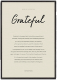 Grateful Word of Intention Framed print 70x100 cm / 28x40″ Black frame Linen paper