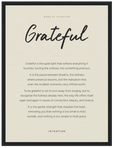 Grateful Word of Intention Framed print 30x40 cm / 12x16″ Black frame Linen paper
