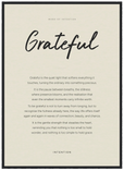 Grateful Word of Intention Framed print 50x70 cm / 20x28″ Black frame Linen paper