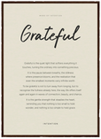 Grateful Word of Intention Framed print 50x70 cm / 20x28″ Dark wood frame Linen paper